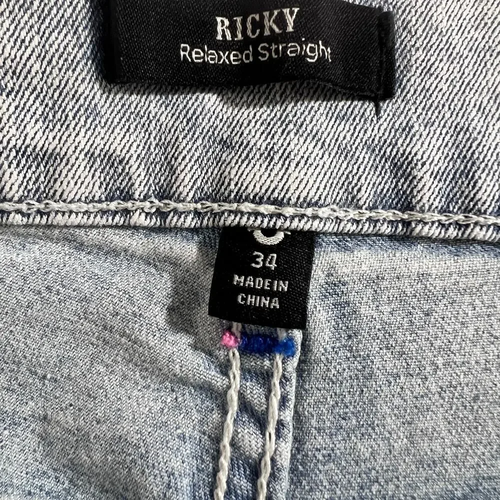 True Religion Ricky SN Flap Straight Relaxed Jeans Size 34